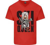 Ski Queen Divertente Sci Mens V-Neck T-Shirt In Cotone