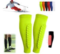 Ski Shin Guards, Football Shin Pads, Ski Shin Protection with Honeycomb Pads, Long Breathable Elastic Ski Shin Pads, Ski Shin Pads,and Ski Guard Socks, Lightweight (Green, XL)