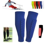 Ski Shin Guards, Football Shin Pads, Ski Shin Protection with Honeycomb Pads, Long Breathable Elastic Ski Shin Pads, Ski Shin Pads,and Ski Guard Socks, Lightweight (Blue, L)