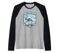 Ski Week Send Help Powder Day Sciatore Sci Neve Maglia con Maniche Raglan