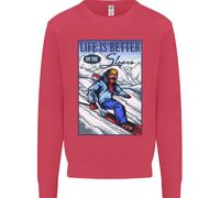 Skiando La Vita Meglio Sulle Piste Felpa Jumper Per Bambini