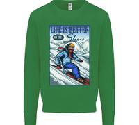 Skiando La Vita Meglio Sulle Piste Felpa Jumper Per Bambini