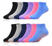 SkiBeaut Calzini antiscivolo per bambini per trampolini e caviglie, per ragazzi e ragazze, 2-5/6-9/10-13 anni, #1 nero+grigio+blu navy+viola medio+rosa+blu, 10-13 anni