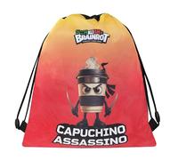 BRAINROT - Sacca Coulisse Ufficiale Brainrot, Zaino Coulisse, Tasca Posteriore con Zip, Spallacci con Sicurezza a Sgancio Rapido, 34x42h cm, Ideale per Tempo Libero, Capuchino