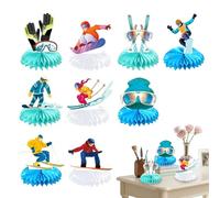 Skiing Honeycomb Centerpieces,9 Pieces Shower Decor | Winter Skiing Party Table Centerpieces - for Table Desk Tabletop Desktop Shelf Counter Display