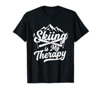 Skiing Is My Therapy - Citazione Divertente per sciatori di Montagna Maglietta