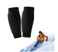 Skiing Shin Guards, Breathable Elastic Anti-Collision Shin Pads for Kids, Teens and Adults (Black,S)