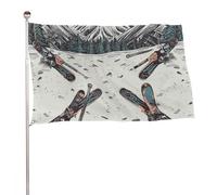 Skiing with Gear Set Bandiera 152,4 x 243,8 cm Stampa su entrambi i lati Bandiera da giardino Banner decorativo No Fade Bandiera da cortile con occhielli in ottone Sfondo fotografico da appendere per