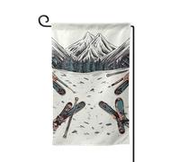 Skiing With Gear Set Bandiere da giardino verticale doppia faccia bandiera casa 30,5 x 45,7 cm primavera estate bandiera stagionale vacanza fattoria cortile decorazione da appendere all'aperto