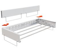 SKIKEN Scolapiatti nascosto da parete per bucato, salvaspazio, pieghevole, pieghevole nascosto, 5 aste in acciaio inossidabile, organizer per asciugare i vestiti, robusto (bianco, medio-32)