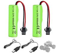 SKIKHN 2 batterie al litio ricaricabili da 1000 mAh, 3,7 V RC, con cavo di ricarica UBS SM-2P, batteria universale agli ioni di litio, compatibile per veicoli RC, barche, carri armati, auto, robot