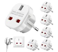 SKIKHN 6 pezzi Adattatore da Viaggio UK Verso EU, Adattatore Presa Inglese a Italiana, Adattatore da viaggio da UK a EU, 3 Pin a Presa Ue a 2 Pin, Adattatore Universale a Spina per Francia,Spagna