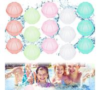 SKIKHN Bombe d'acqua riutilizzabili, confezione da 15 palline in silicone a riempimento rapido con sacchetto a rete, bombe d'acqua a riempimento rapido in 5 colori