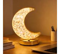SKIKHN Lampada da Tavolo a Luna,Ramadan Decoration Lantern,Lampada Tattile Dimmerabile Stepless con 3 Colori,USB Ricaricabile Cristallo Ramadan Mubarak Eid Decorazioni Luce,Moon Lamp per Ramadan Deco