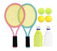 SKIKHN Racchetta Tennis Bambino, Kit Racchette da Badminton con 4 Palline Morbide e 8 Volano, Badminton Set per Bambini, Mini Set Racchette Badmintons, Regalo per Bambini Sport all'aperto Indoor