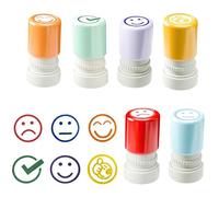 SKIKHN Set di 6 Timbri per Insegnanti in Inglese, Timbri per Insegnanti di Scuola, Timbri Autoinchiostranti per Insegnanti, Timbro per Scuola Carina, Timbro Smiley per Marcatura dei Compiti Scolastici