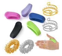 Skills, set di attacchi di panico, 9 pezzi, anelli massaggianti per mani, contro lo stress e il disturbo d'ansia, massaggio portatile per ufficio e viaggi, colori colorati, 4,5 cm x 1,3 cm