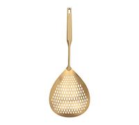Skimmer in acciaio inossidabile mestolo manico lungo manico a flusso di ad alta temperatura applicabile per la carne di verdure fritte (Oro)