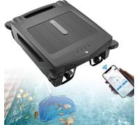Skimmer per piscina a energia solare, robot automatico per la pulizia della piscina con controllo app, con prevenzione automatica degli ostacoli, funzione di sterzo intelligente, grande capacità 3,4 l