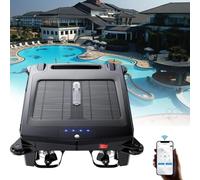 Skimmer robotico per piscina a energia solare con doppia modalità di alimentazione solare e batteria, doppia opzione di ricarica, 2 modalità di velocità, prevenzione intelligente degli ostacoli, dura