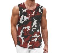 Skims Tank Top Hawaiian Vest Estate Casual Senza Maniche Tshirt Muscolare Leggero Vestibilità Regolare Traspirante Stampato Spiaggia Mens Canotte, Rosso, XXL