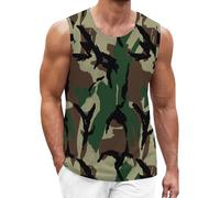 Skims Tank Top Hawaiian Vest Estate Casual Senza Maniche Tshirt Muscolare Leggero Vestibilità Regolare Traspirante Stampato Spiaggia Mens Canotte, Verde militare, XL