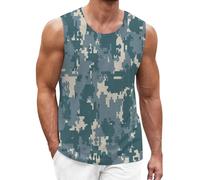 Skims Tank Top Hawaiian Vest Estate Casual Senza Maniche Tshirt Muscolare Leggero Vestibilità Regolare Traspirante Stampato Spiaggia Mens Canotte, Blu, L