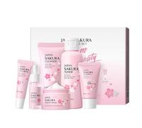 Skin Care Kit Viso, 6 Pezzi Set Per La Cura Della Pelle Ai Fiori Di Ciliegio,Set Creme Donna Regalo Adatto Tutti I Tipi Di Pelle, Cura Idratante Quotidiana,21.1x17.1x4.5cm