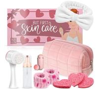 Skin care kit viso, regali donna originali e utili, set skincare completo: fascia capelli skincare, flaconi da viaggio, spazzola pulizia viso, 3 spugnette pulizia, rullo sebo.