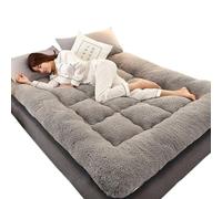 Skin Friendly 4 Inch Extra Thick Fluffy Floor Futon Mattress, Super Soft Fuzzy Roll Up Sleeping Pads, Portable Folding Foam Floor Bed Tatami Mat, for Guest RV Mattress ( Color : GRIGIO , Size : Full )