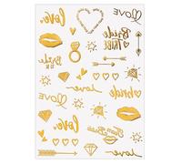 Skin Safe Heart Lip Design Metallic Temporary Decal Body Stickers for Romance Date Night Event Valentine Day Love Heart Decal