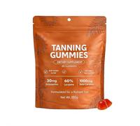 Skin Tanning Gummie, 2026 Tanning Gummies Fast Tan senza sole, astaxantina, miscela di beta carotene e licopene, 60 pezzi vegani e senza zucchero per adulti
