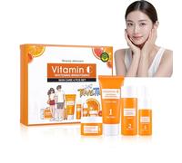 Skincare Kit,Set Viso Alla Vitamina C 4 Pezzi,Con Detergente Viso,Toner Visos,Siero Vitamina C,Crema Visos Vc,Detergere E Idratare,Schiarire,Idratare E Rivitalizzare La Pelle
