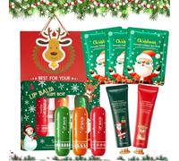 Skincare - Set regalo di Natale, 9 pezzi, per donne e ragazze, con 3 cuscinetti per gli occhi, 2 creme per le mani, mini 3 balsami per le labbra, per idratazione, per donne, fidanzate e colleghi