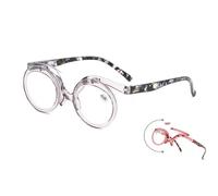 SKINCATE Occhiali da lettura rotondi per il trucco per donne, occhiali rotanti presbiopia, eleganti strumenti per la lettura 1.0 1.5 2.0 2.5 3.0, Lilla, +3.0