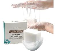 Skinferm Sapone sbiancante per proteine della seta, sapone per la riparazione della pelle, proteine della seta, sapone per latte di capra, sapone sbiancante al latte di collagene, acne netta