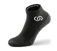 Skinners Scarpe Barefoot minimalista aperte per uomo e donna | Calzature ultraleggere leggere e traspiranti | Nero (logo bianco), XS - 36-37 EU