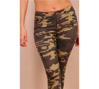 Skinny Donna Jeans Skinny IN Army-Look Mimetico Verde Oliva #H2143
