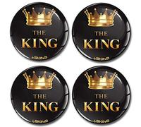 Skino 4 x 60mm Adesivi Resinati 3D Gel Stickers Auto Coprimozzo Universale Logo Silicone Autoadesivo Stemma Adesivo Copricerchi Tappi Ruote The King A 4860