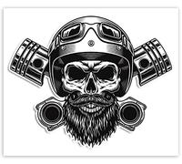 SkinoEu 1 x Adesivo Vinilo Sticker Skull Teschio Cranio per Auto Moto Finestre Porta Casco Scooter Bici Motociclo Tuning B 10