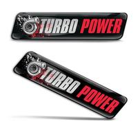 SkinoEu 2 adesivi in gel 3D in silicone per auto, moto, caschetto, badge Turbo Power nero, rosso, argento, KS 152