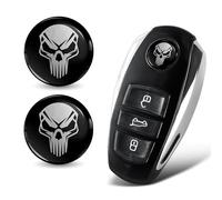 SkinoEu 2 adesivi per chiavi 3D Ø14 mm, per telecomando auto, moto, logo chiave badge tuning, colore argento, nero, teschio KSK 32
