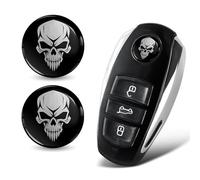 SkinoEu 2 adesivi per chiavi 3D, diametro 14 mm, per telecomando auto, moto, logo chiave, badge tuning, colore argento, nero, teschio KSK 34