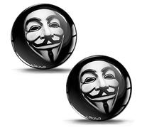 SkinoEu 2 x 3D Gel Adesivi Mask Anonymous Maschera per Auto Motociclo Bici Casco Scooter Telefono Laptop KS 7 Z*