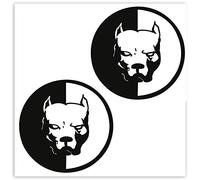 SkinoEu® 2 x Adesivi Vinile Stickers Autoadesivi Divertente Cane Pitbull per Auto Moto Finestre Porta Casco Scooter Bici Motociclo Tuning B 5