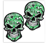 SkinoEu 2 x Adesivi Vinile Stickers Cranio DC Stickers Bomb Verde per Auto Moto Finestrino Porta Casco Scooter Bici Motociclo Tuning B 51