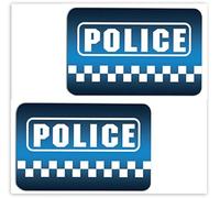 SkinoEu® 2 x Adesivi Vinile Stickers Emblema della Polizia Logo Divertente per Auto Moto Finestrino Porta Casco Scooter Bici Motociclo Tuning B 6