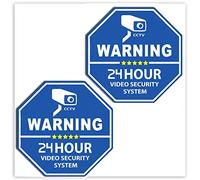 SkinoEu® 2 x Vinile Adesivi di Avvertenza CCTV Security Sistema Cartelli di Sicurezza Videosorveglianza Videocamera Sorveglianza Auto Moto Finestrino Porta Casco Scooter Bici Motociclo Tuning B 65