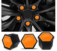 SkinoEu 20 Pezzi Tappi per Dadi Ruota 17mm Copri Dadi per Bulloni della Ruota Esagonali per Pneumatici con Set di Strumenti di Rimozione per Auto Arancioni NC 39