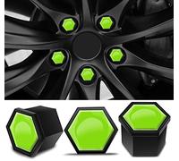 SkinoEu 20 Pezzi Tappi per Dadi Ruota 17mm Copri Dadi per Bulloni della Ruota Esagonali per Pneumatici con Set di Strumenti di Rimozione per Auto Verde NC 38